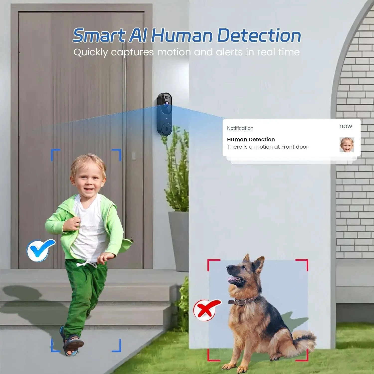 1080P Wireless Doorbell Camera with AI Detection & Night Vision-United States