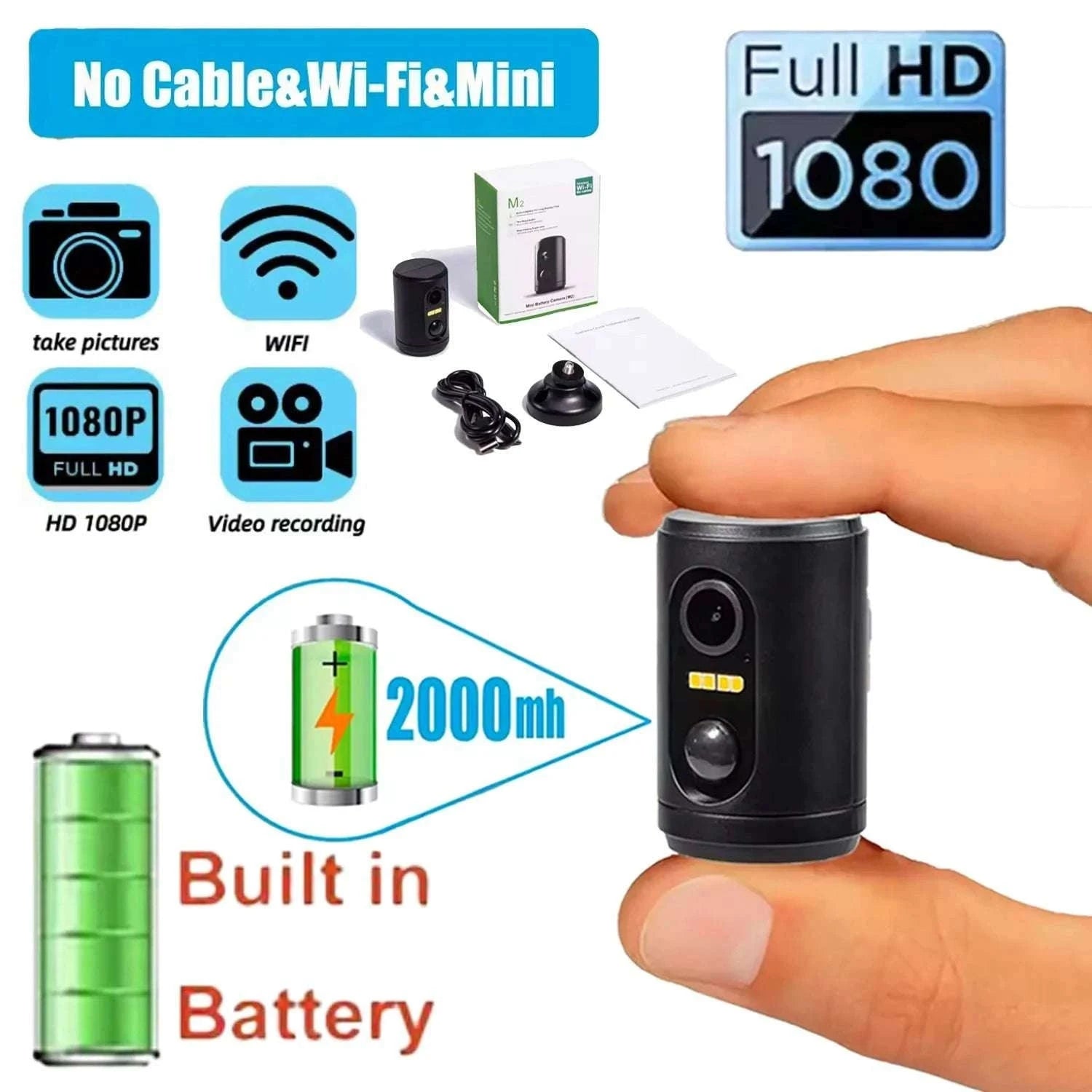 1080P Wireless Mini Security Camera with PIR Motion Detection-64GB