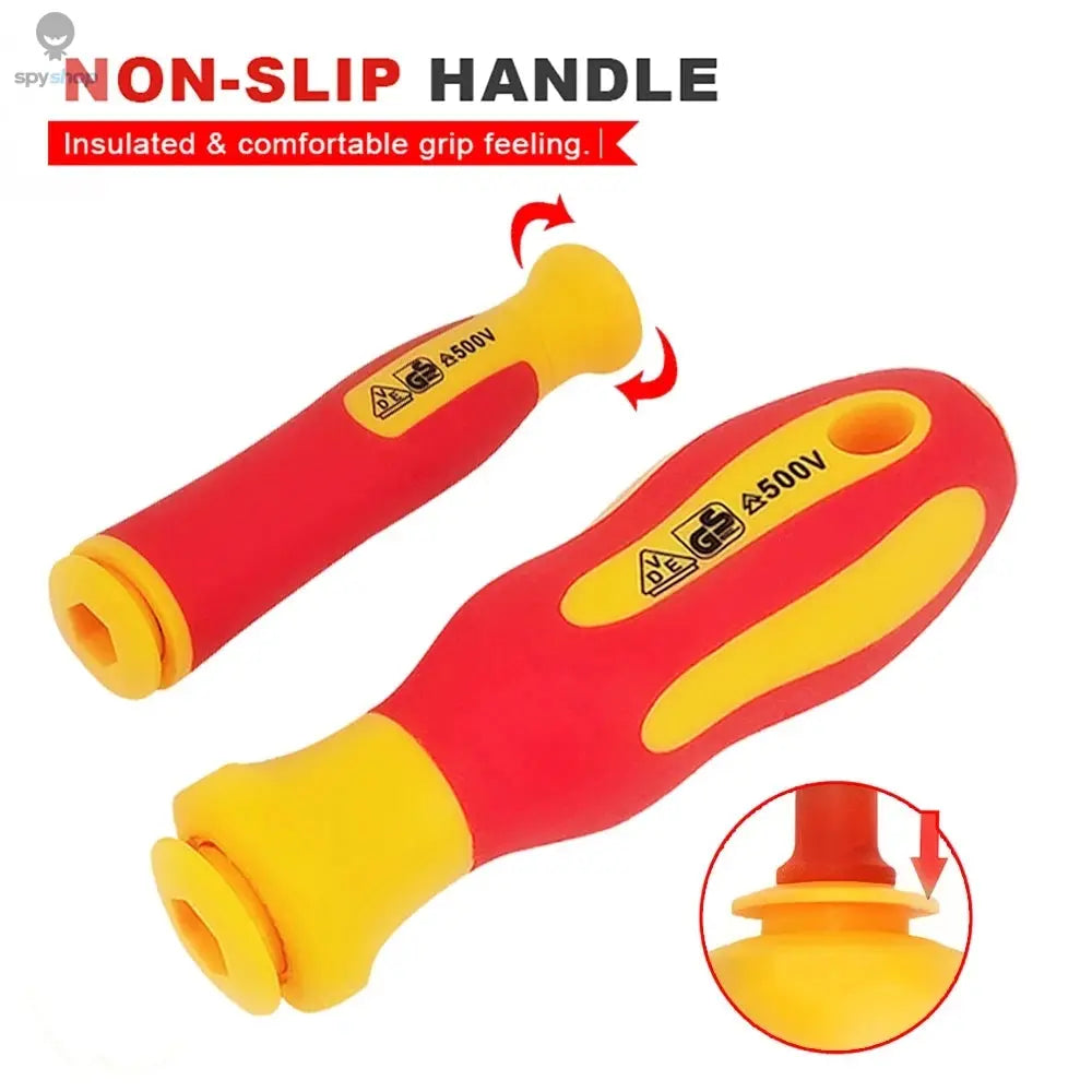 10Pcs Interchangeable Blade VDE Insulated Screwdriver Set with Case Magnetic 500V Home and Professional Use Electricians Tools Spy-shop.com