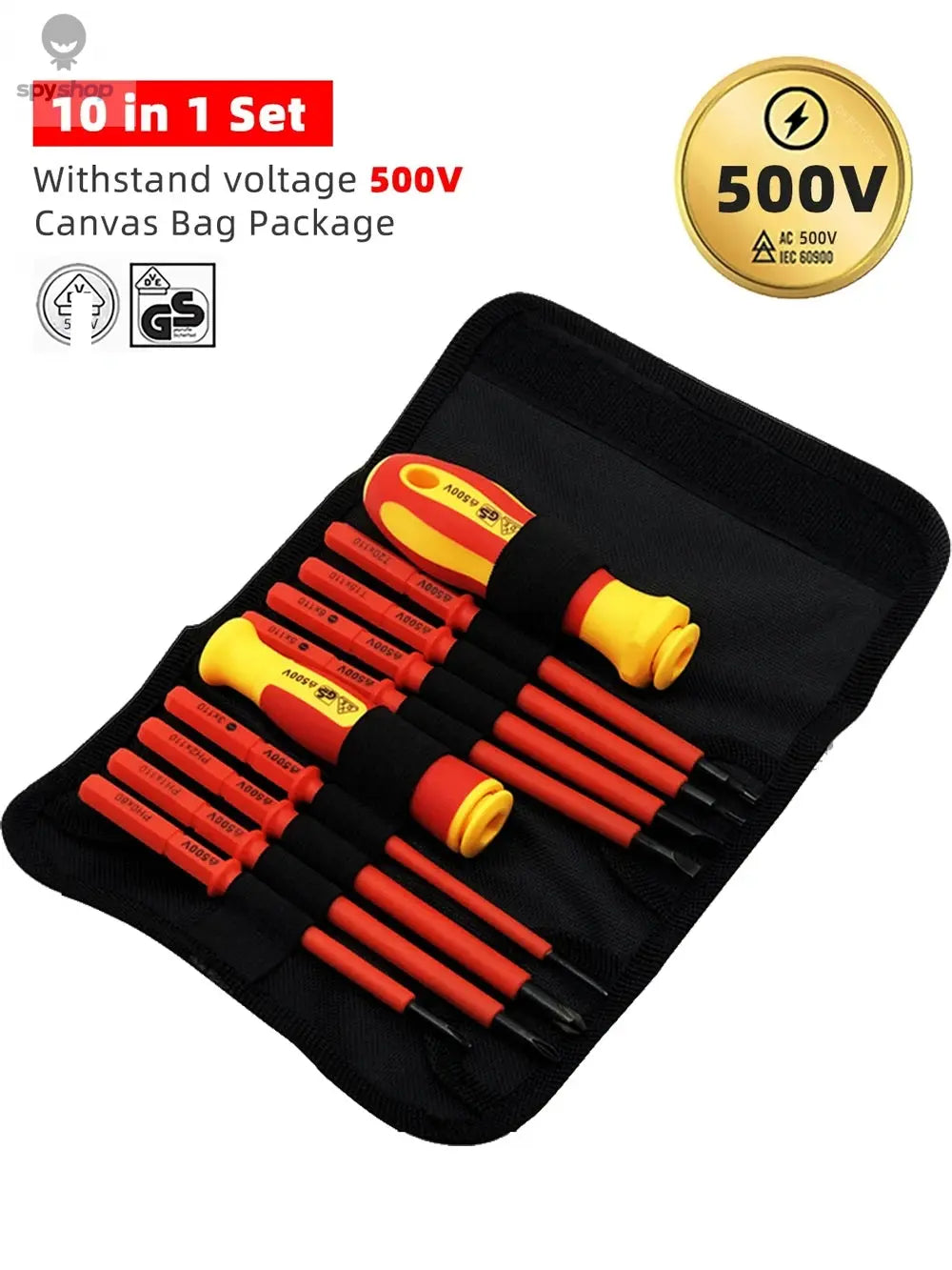 10Pcs Interchangeable Blade VDE Insulated Screwdriver Set with Case Magnetic 500V Home and Professional Use Electricians Tools Spy-shop.com