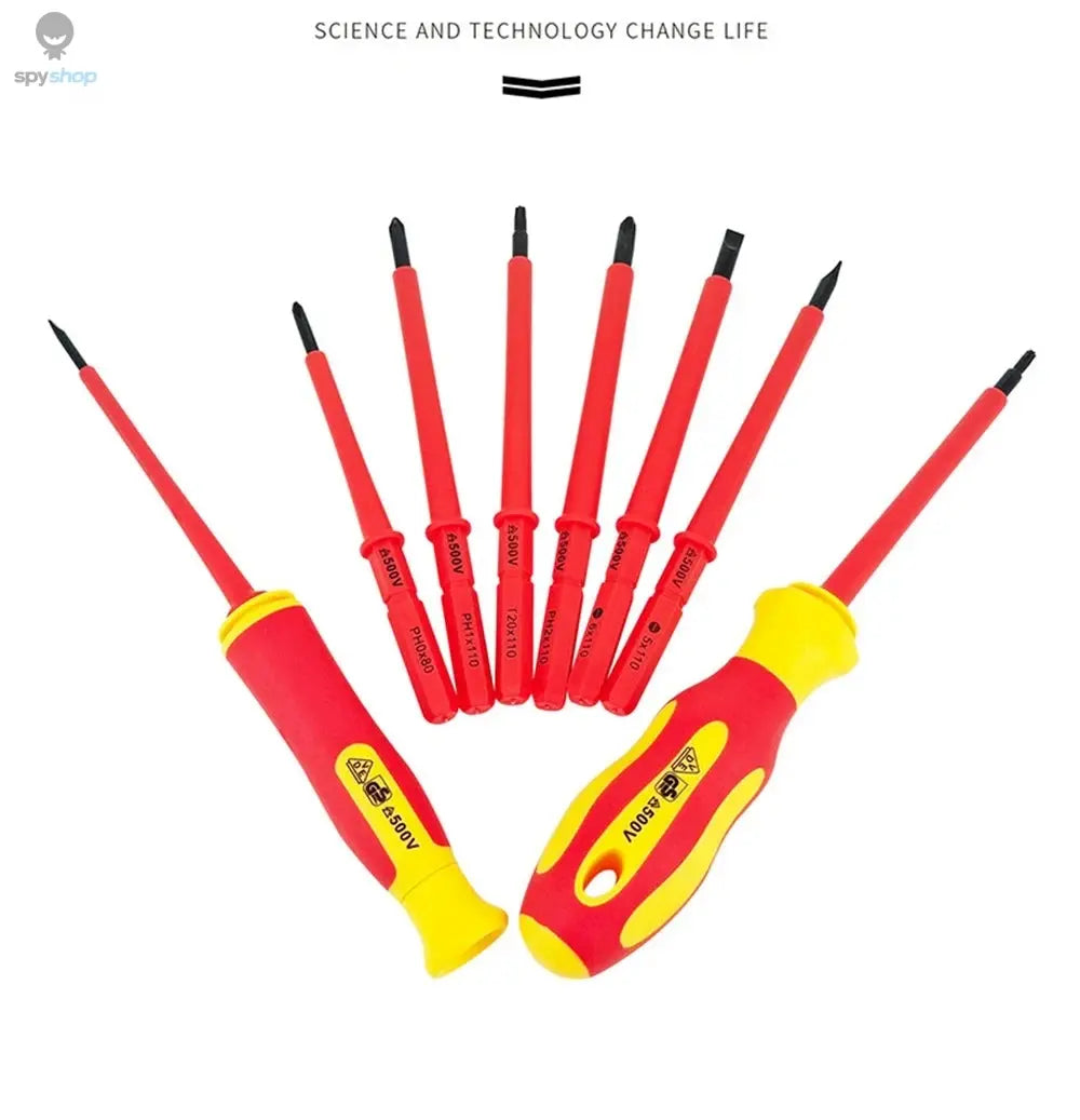 10Pcs Interchangeable Blade VDE Insulated Screwdriver Set with Case Magnetic 500V Home and Professional Use Electricians Tools Spy-shop.com