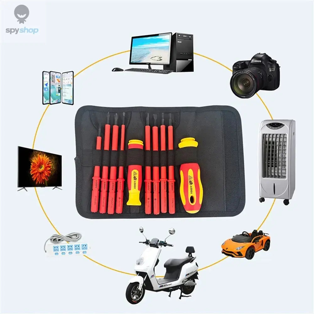 10Pcs Interchangeable Blade VDE Insulated Screwdriver Set with Case Magnetic 500V Home and Professional Use Electricians Tools Spy-shop.com