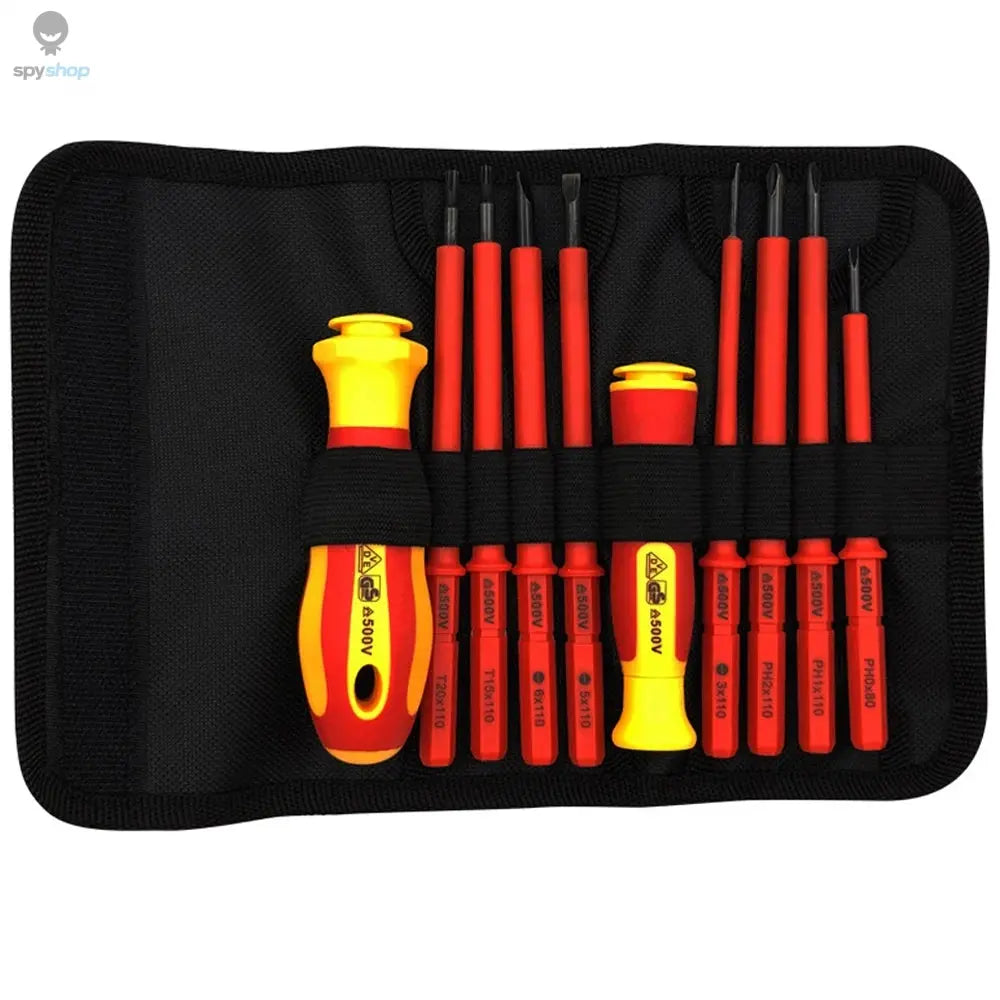 10Pcs Interchangeable Blade VDE Insulated Screwdriver Set with Case Magnetic 500V Home and Professional Use Electricians Tools Spy-shop.com