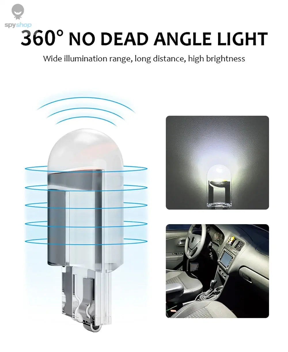 10X New W5W LED Canbus T10 Car Lights COB Glass Interior Parts Bulbs 6000K White Auto License Plate Lamp Dome Read Light 12V Spy-shop.com