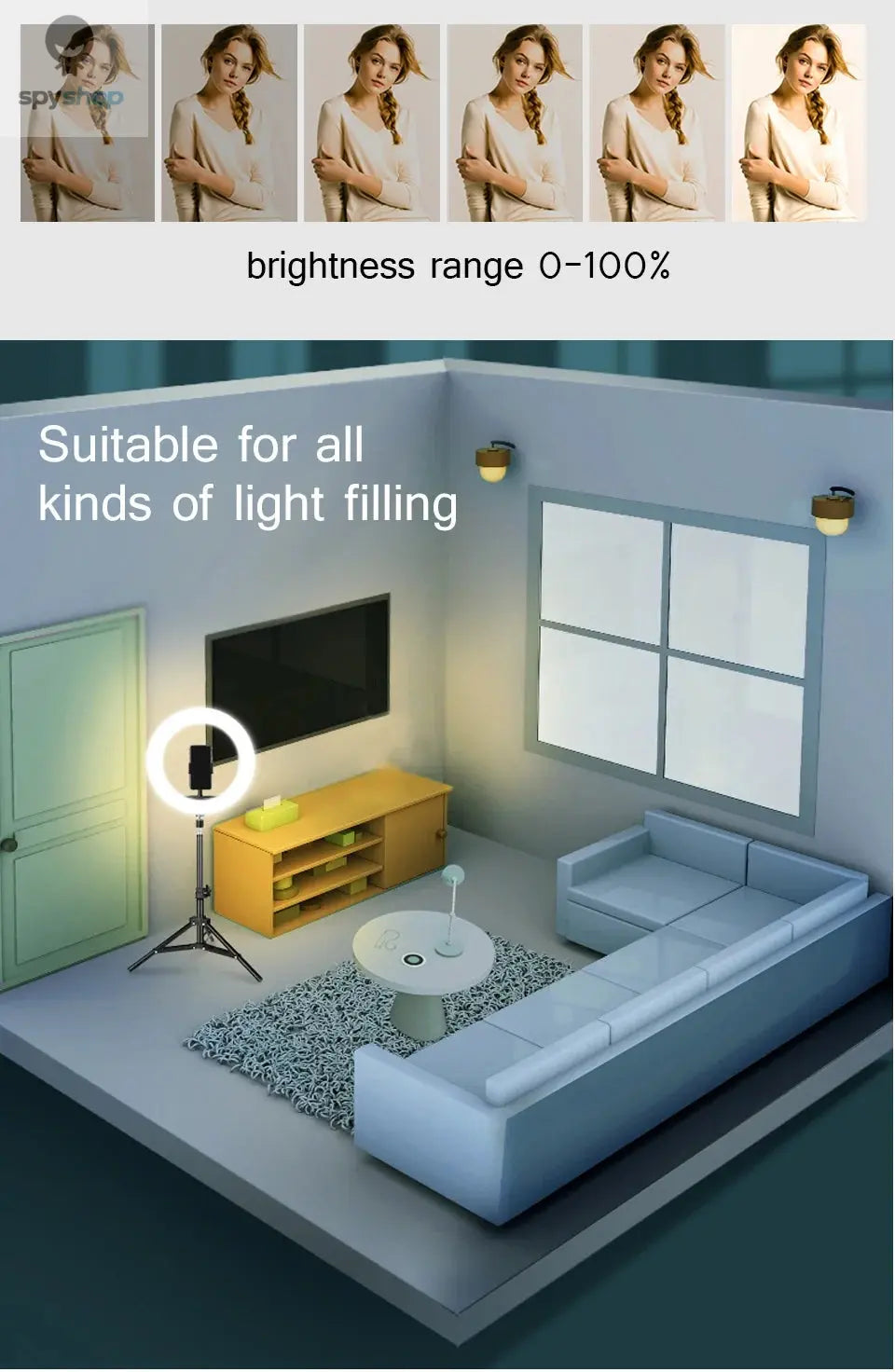 10" 26cm LED Selfie Ring Light Photography Video Light RingLight Phone Stand Tripod Fill Light Dimmable Lamp Trepied Streaming