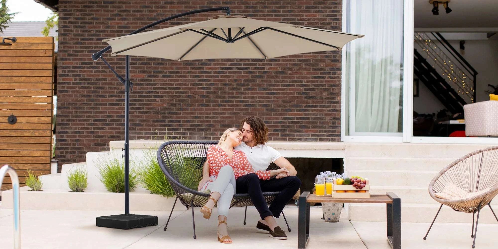 10FT Cantilever Patio Umbrella with Tilt & UV Protection-GRAY / United States