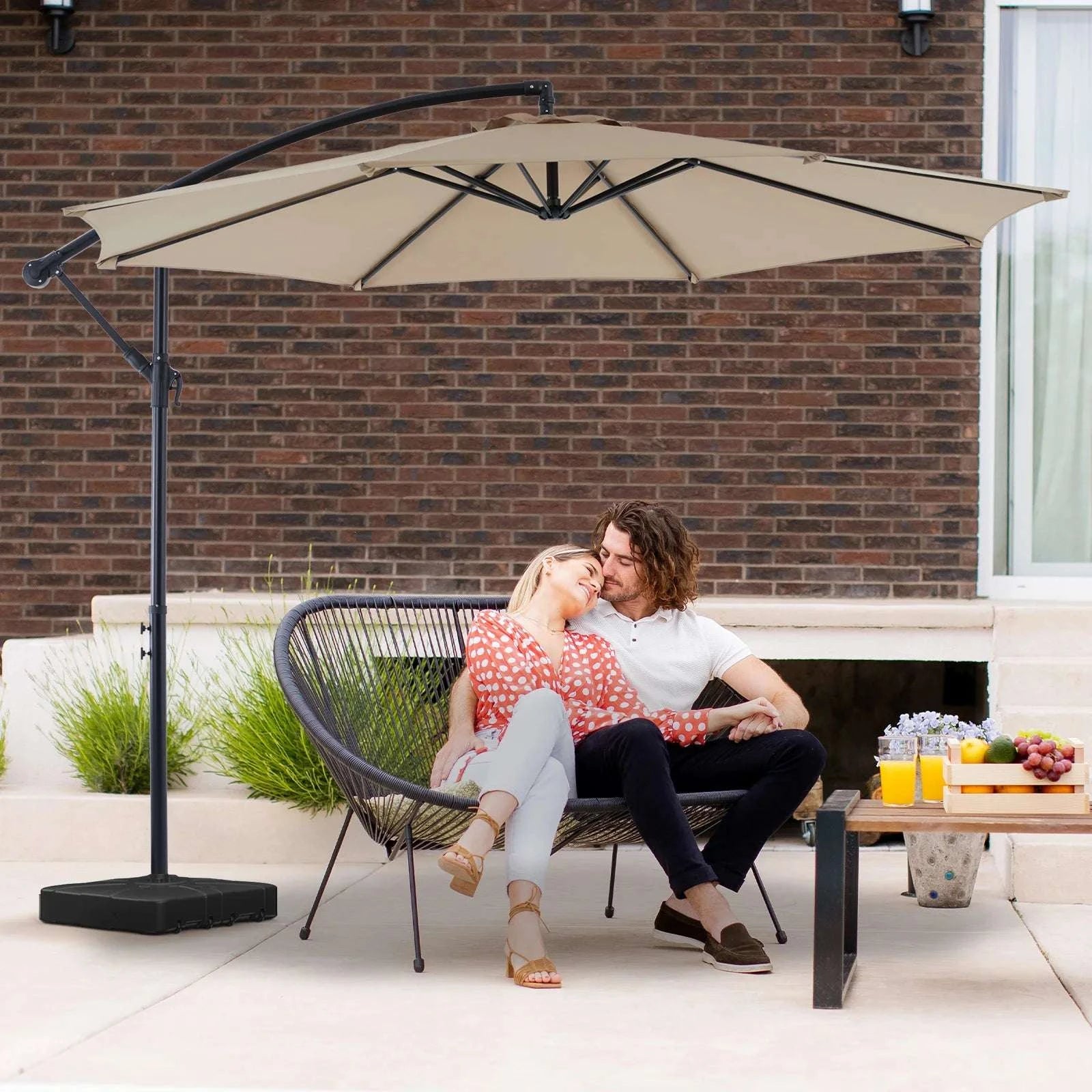 10FT Cantilever Patio Umbrella with Tilt & UV Protection-GRAY / United States