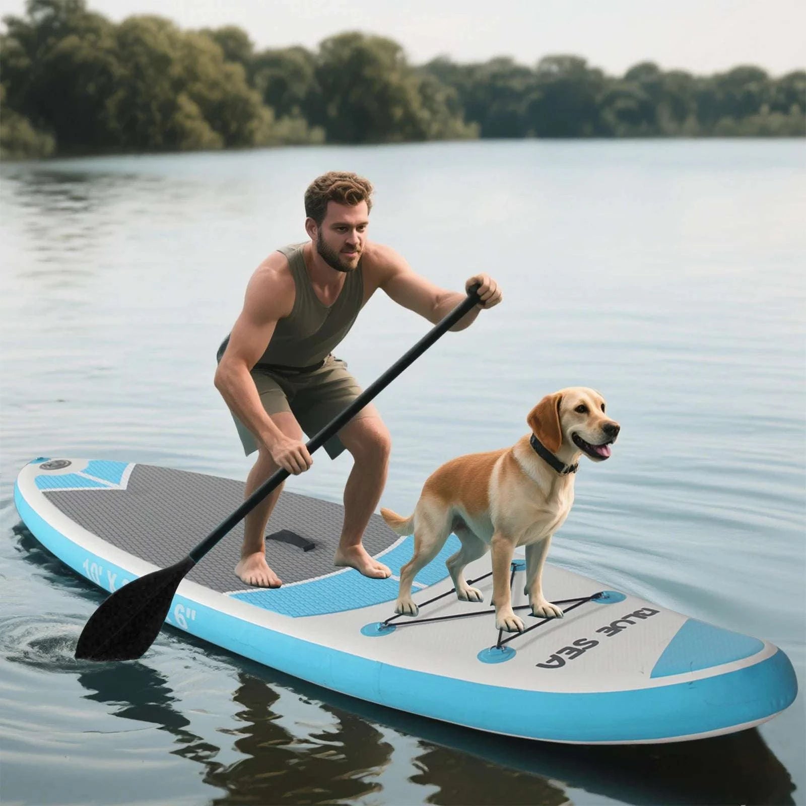 10ft Inflatable Stand Up Paddle Board with EVA Deck & Accessories-SKY BLUE / United States