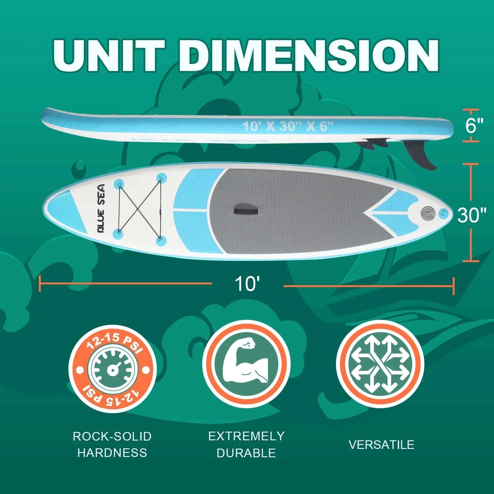 10ft Inflatable Stand Up Paddle Board with EVA Deck & Accessories-SKY BLUE / United States