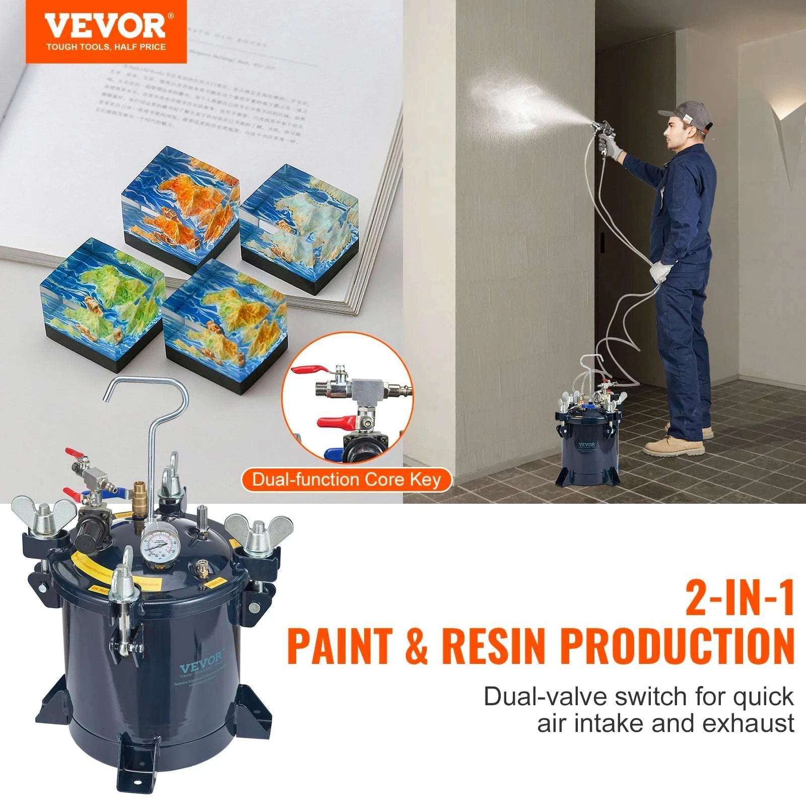 10L Paint Pressure Pot Tank with Adjustable 0–70 PSI Control-10L 70psi 4.8bar / france