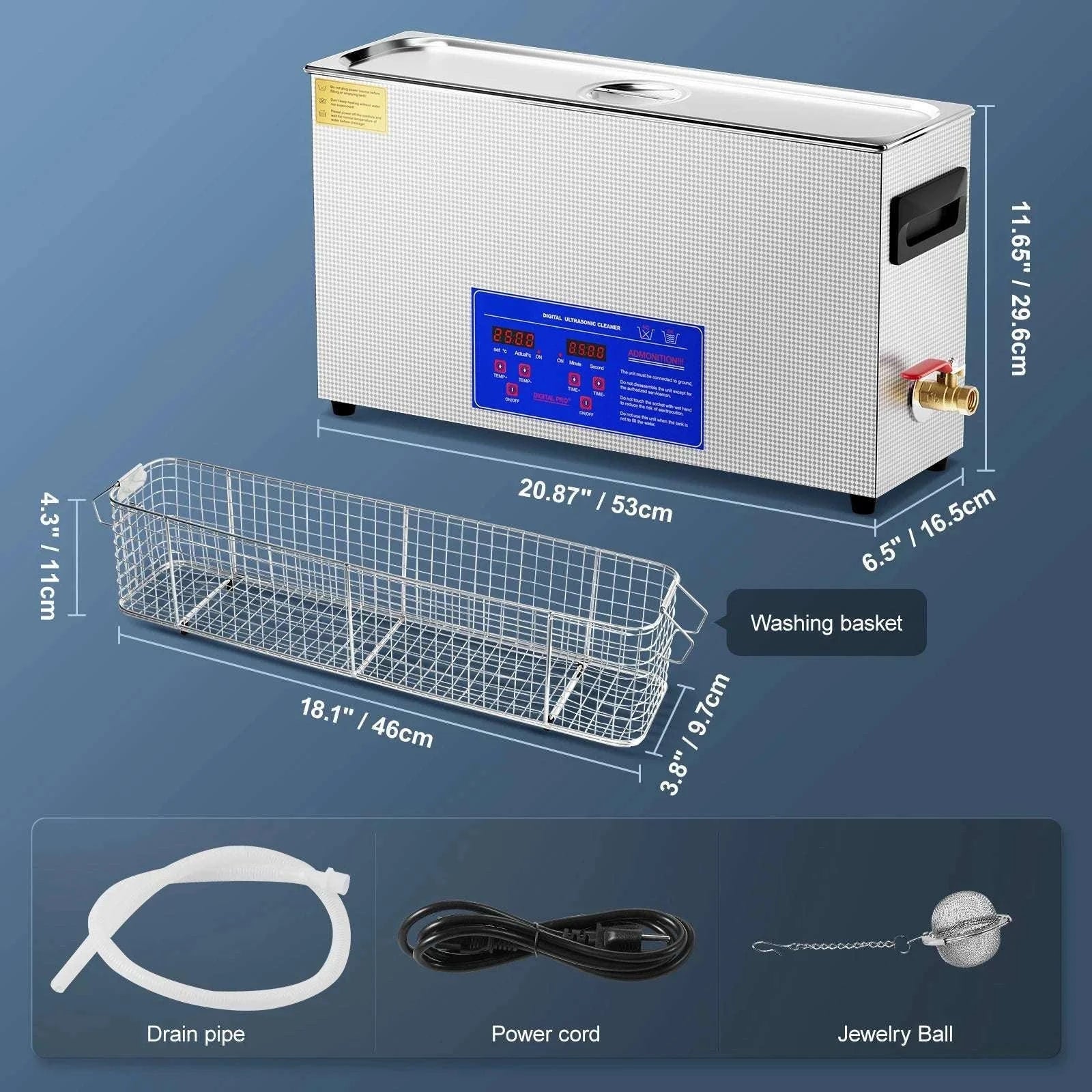 10L Ultrasonic Cleaner 40kHz 300W with Heater & Timer-10L / Poland