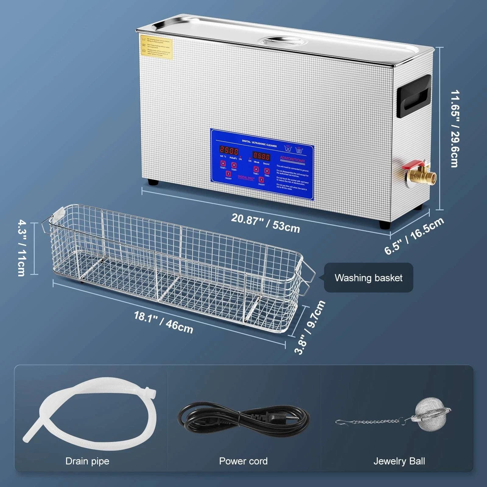 10L Ultrasonic Cleaner 40kHz 300W with Heater & Timer-10L / Poland
