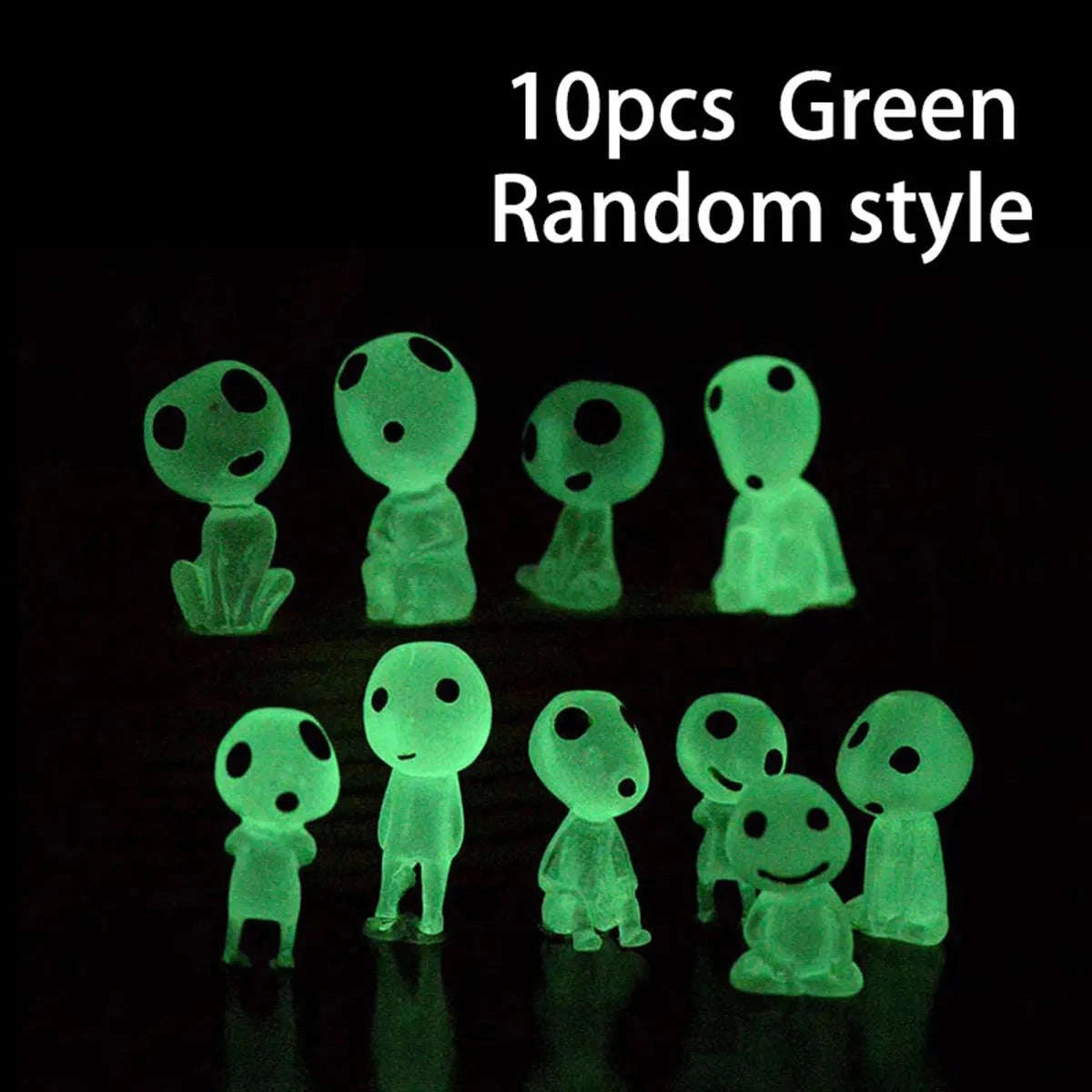 10pc Miniature Glow in the Dark Princess Garden Ornaments-10pcs Green