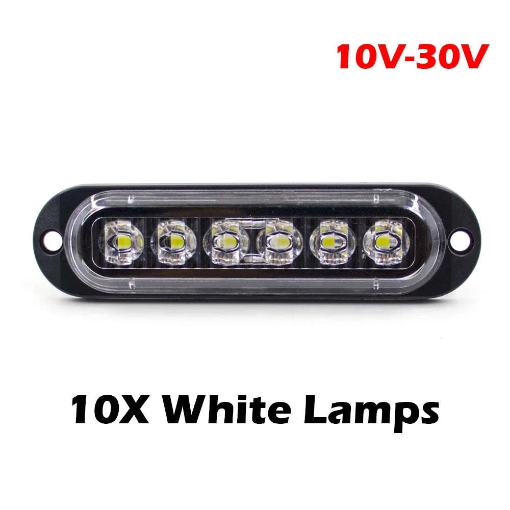 10PCS 12V/24V 6 LED Side Marker Lights Red Amber White-10x Amber / Russian Federation