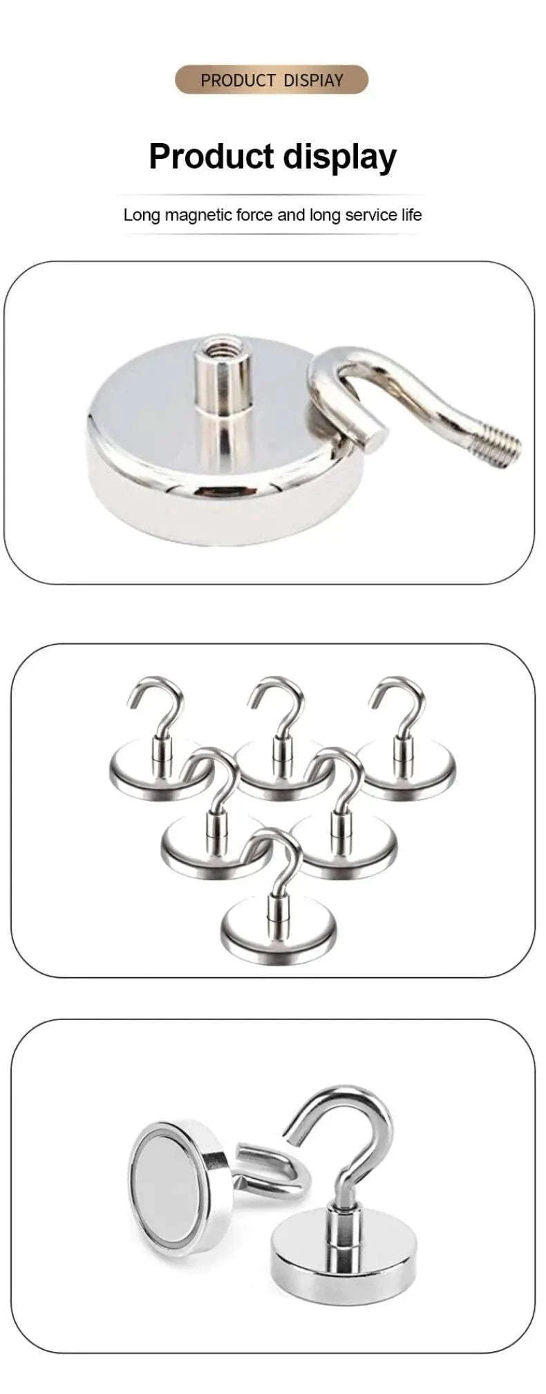 10PCS Strong Magnet Hooks for Fast, Flexible Storage-E32-Max-Tension34kg / 10PCs