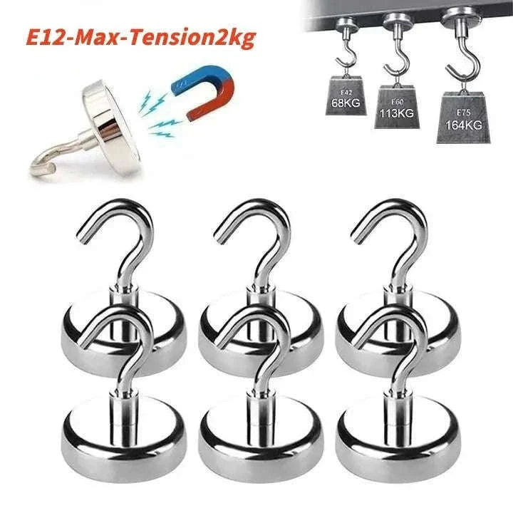 10PCS Strong Magnet Hooks for Fast, Flexible Storage-E32-Max-Tension34kg / 10PCs