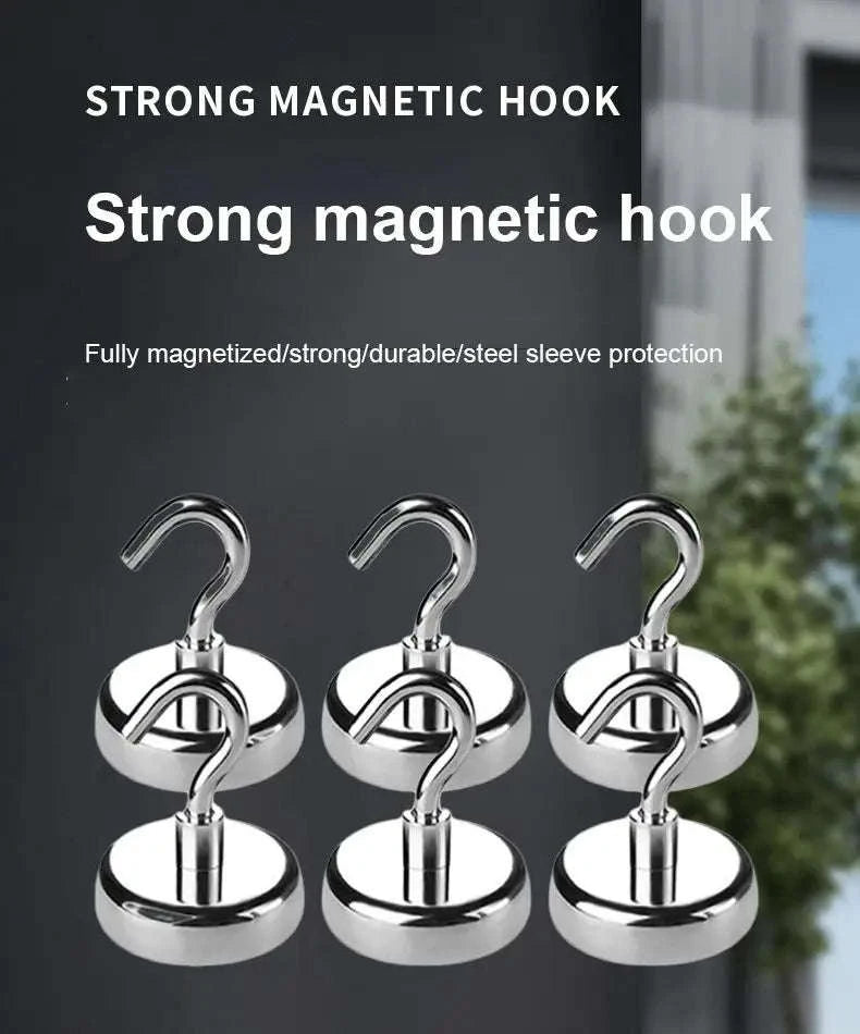 10PCS Strong Magnet Hooks Multi‑Purpose Storage Hooks-E32-Max-Tension34kg / 10PCs