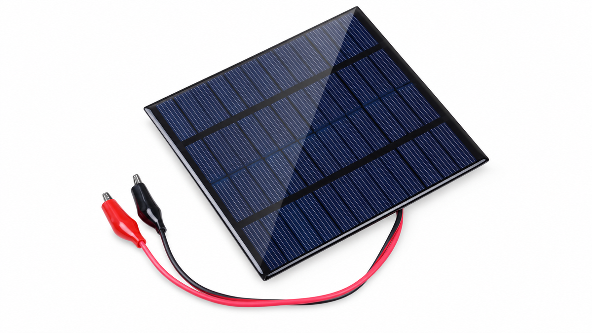 10W solar panel with clips on white background