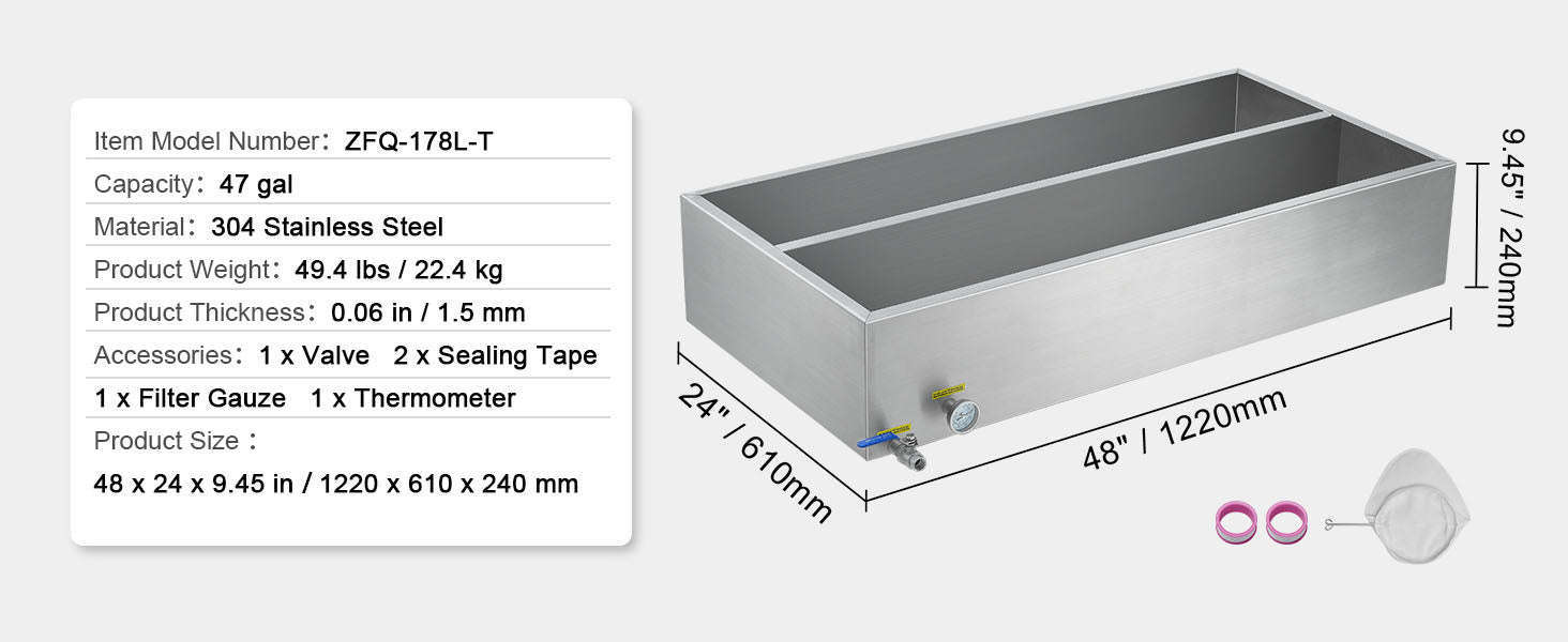 11.2-47 Gal Maple Syrup Evaporator Pan with 1 Valve-11.2 Gal / United States