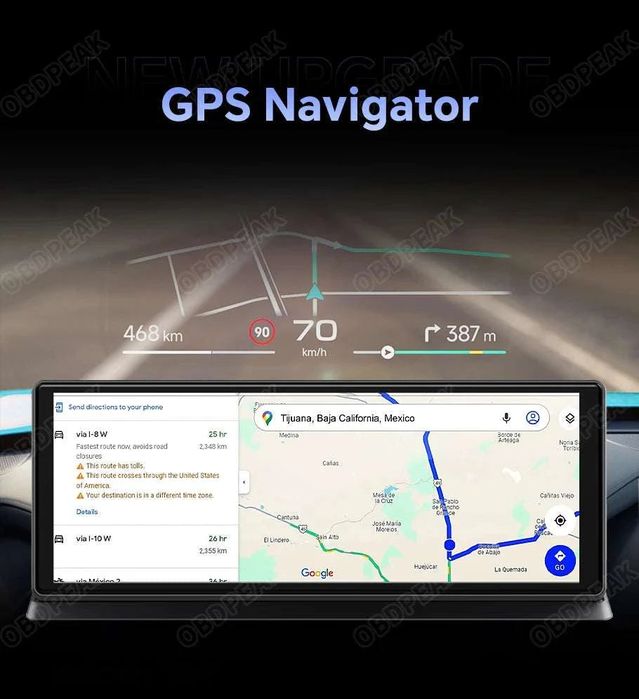 11.3" Android 14 Car Mirror Dash Cam with CarPlay, GPS & 1080P-K60 Pro-Single lens / With 128G TF Card
