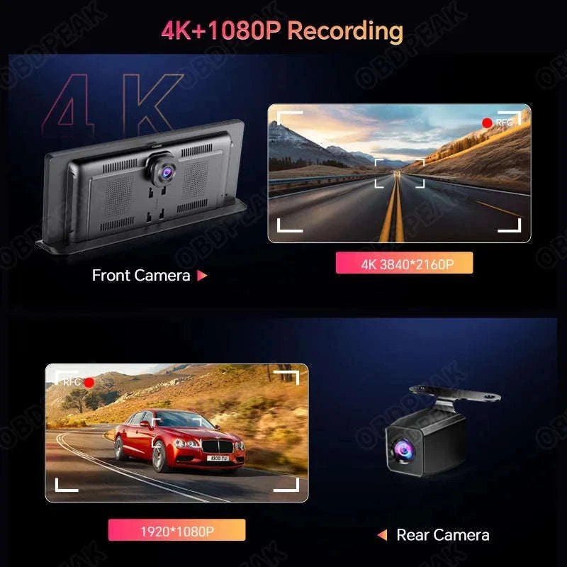 11.3 Inch 4K Car DVR Dash Cam with GPS and Dual Lens-Single Len / No TF Card