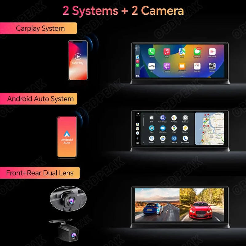 11.3 Inch 4K Car DVR Dash Cam with GPS and Dual Lens-Single Len / No TF Card