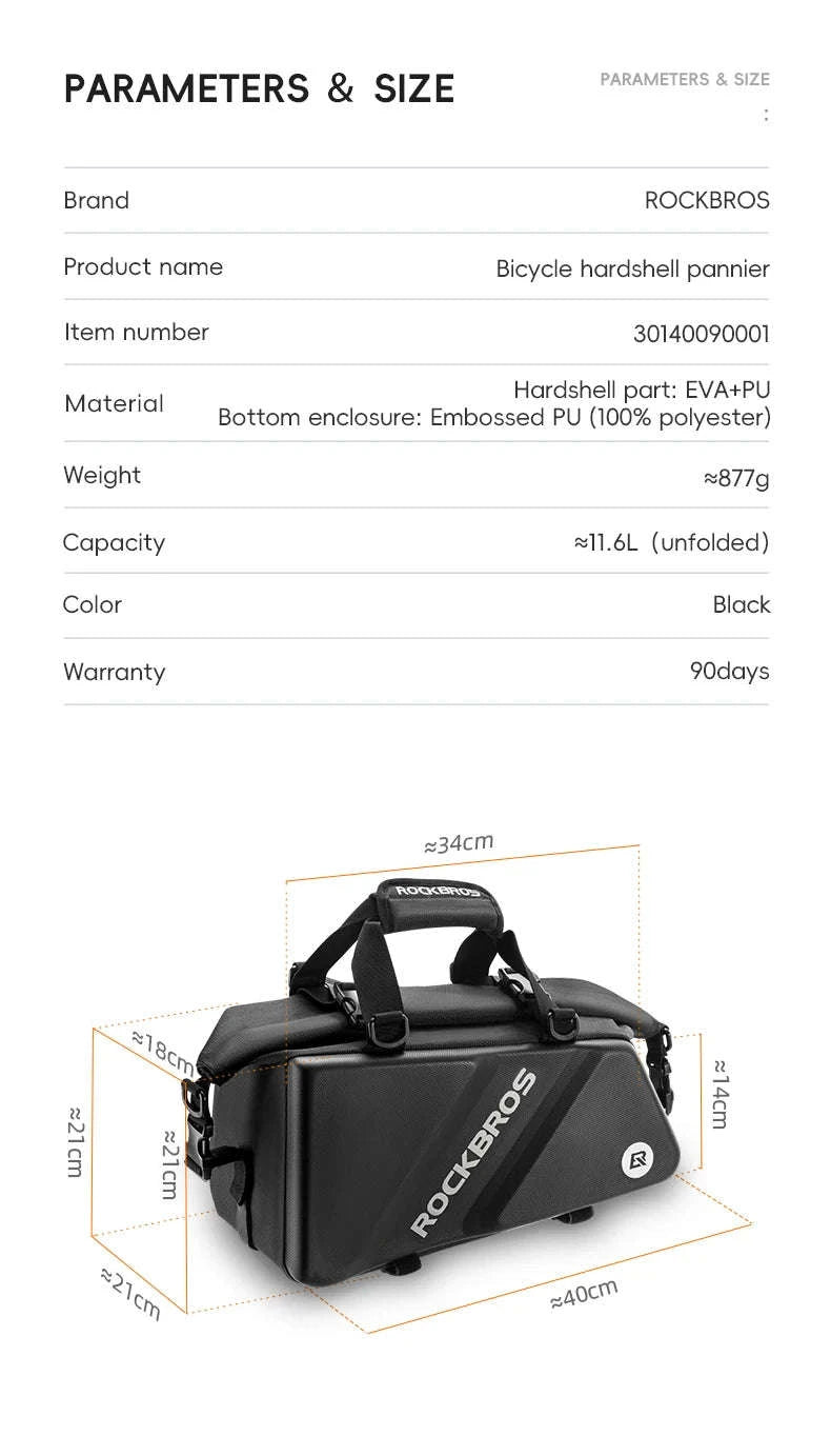 11.6L Bicycle Rear Pannier Bag Double Side Rainproof Storage-30140090001