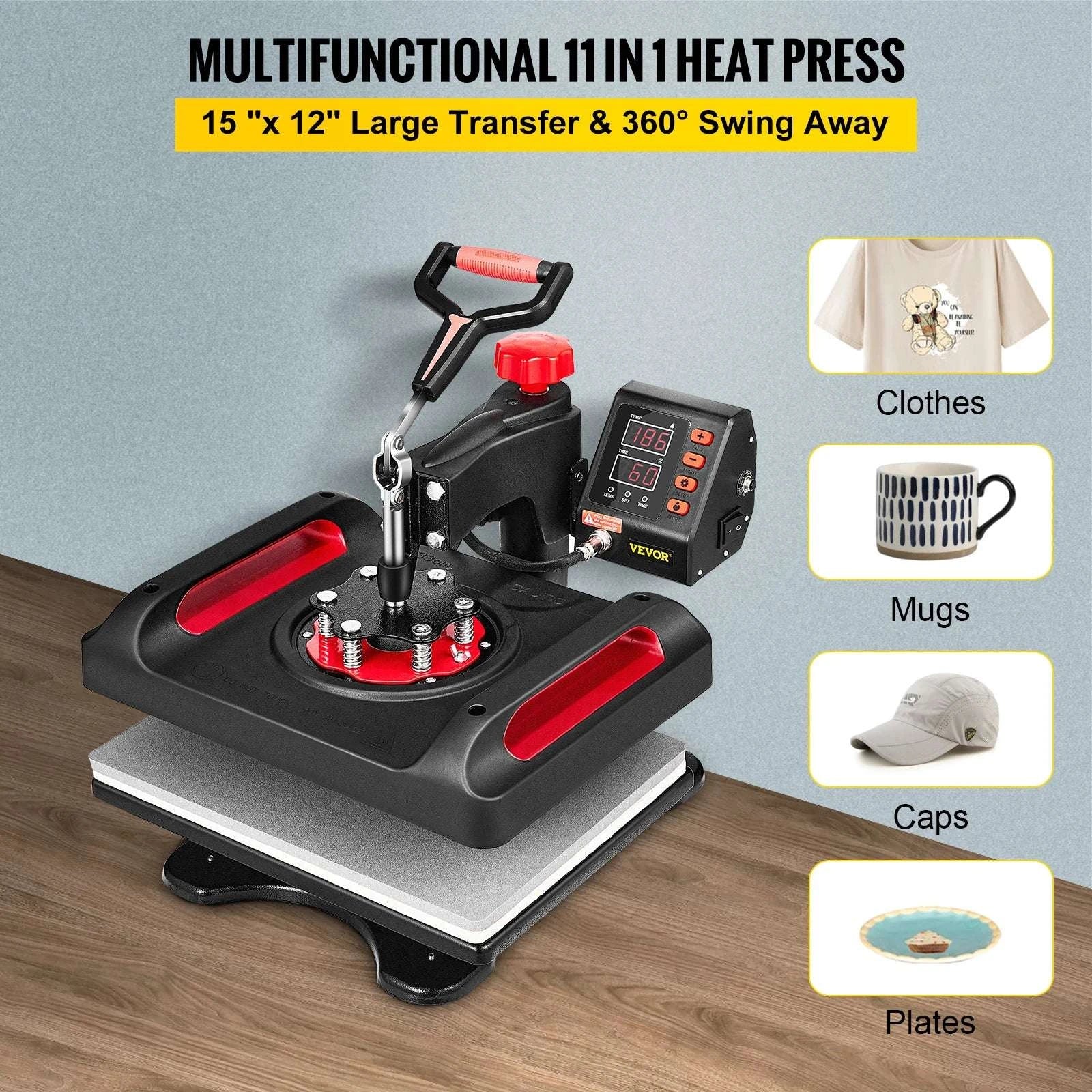11-in-1 Heat Press Machine 15x12 Inch for T-Shirts, Mugs & More-United States