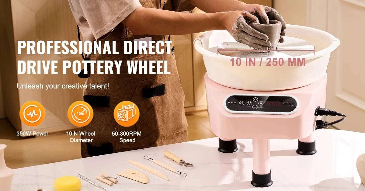 11-Inch Electric Pottery Wheel 450W with Foot Pedal Control-10in pink 350W / france