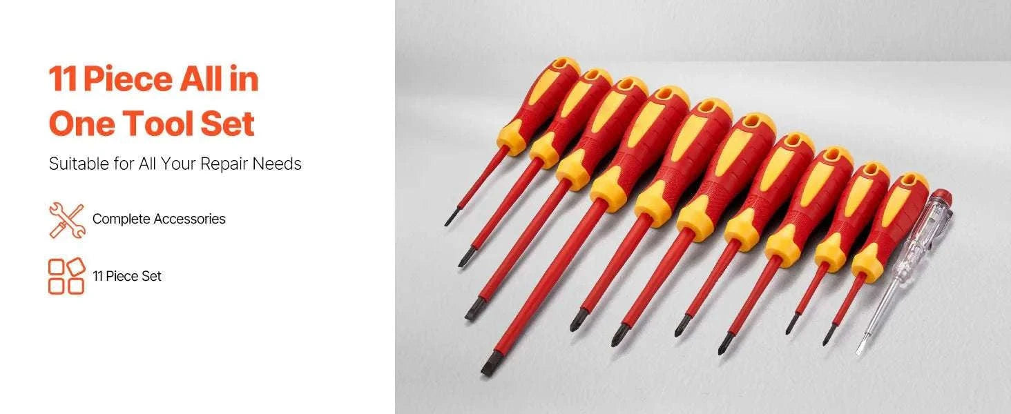 11-Piece 1000V Insulated Screwdriver Set with Voltage Tester-Socket 16PCs / United States