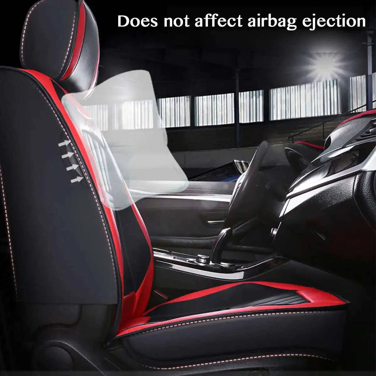11-Piece 5-Seat PU Leather Car Seat Covers Set-Red / United States / Four Seasons|PU