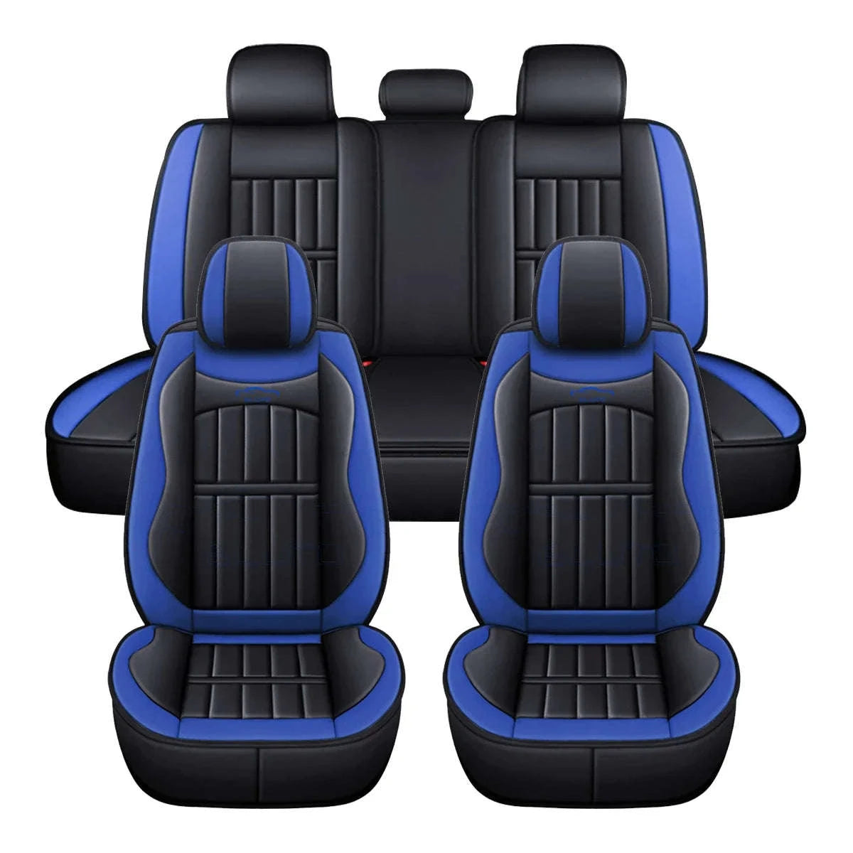 11-Piece 5-Seat PU Leather Car Seat Covers Set-Red / United States / Four Seasons|PU