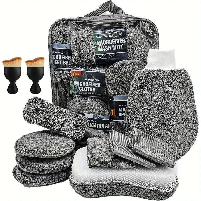 11-Piece Car Cleaning Kit for Complete Vehicle Care-11pcs Orange