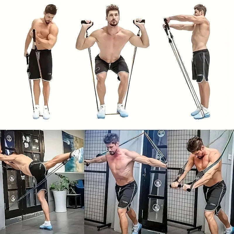 11-Piece Full Body Resistance Band Training System for Strength & Flexibility-MULTI