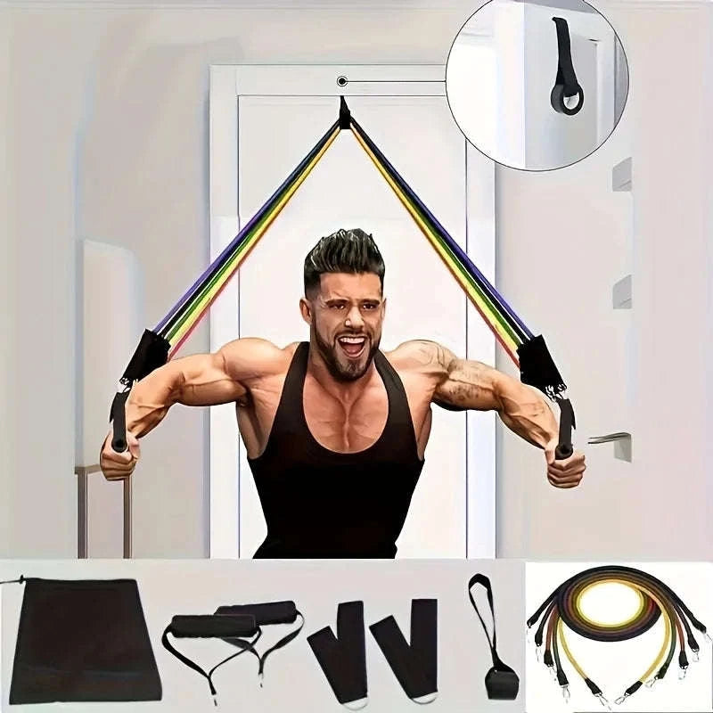 11-Piece Full Body Resistance Band Training System for Strength & Flexibility-MULTI