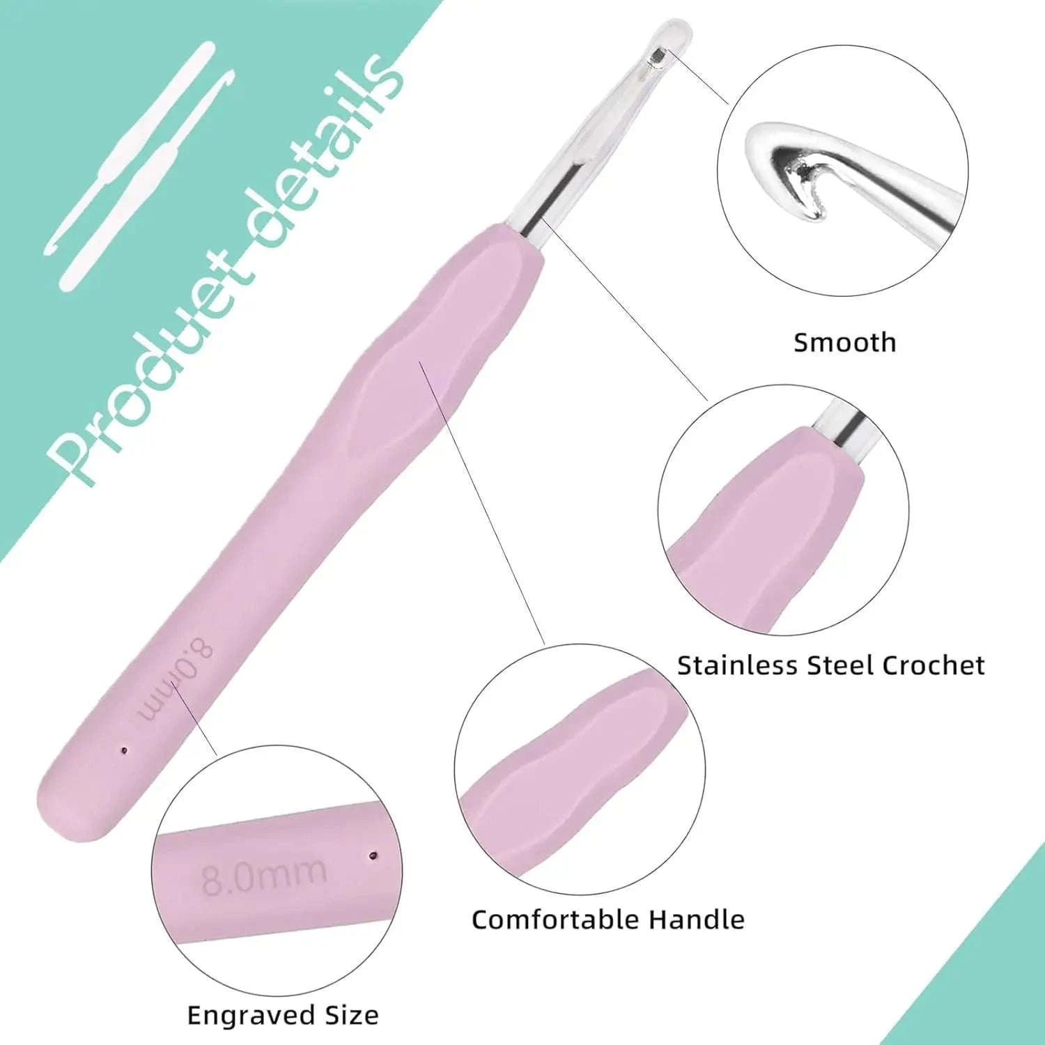 11 Size Crochet Hook Set with Soft Grip Handles and Full Kit-United States