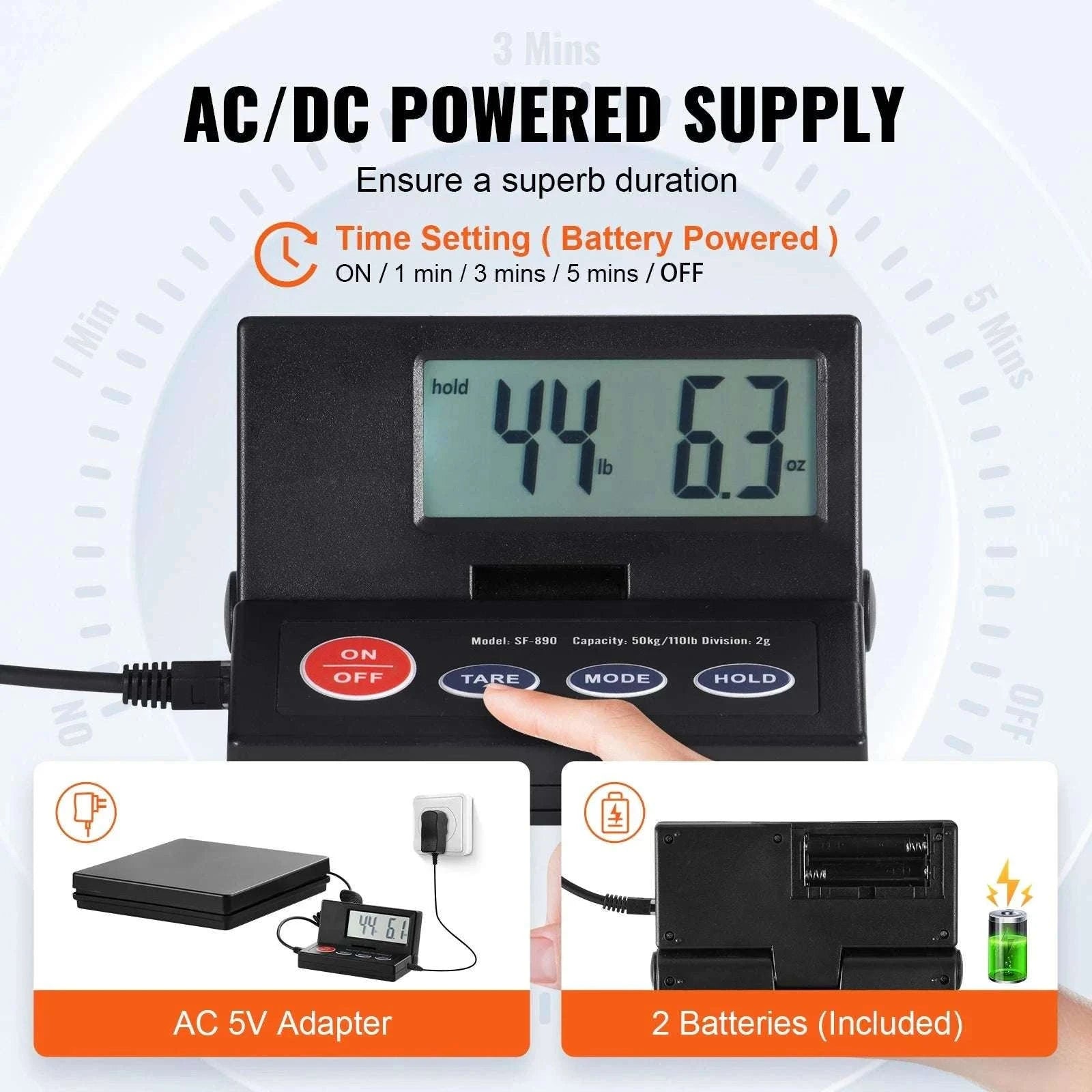 110 lb Digital Shipping Scale with Foldable LCD & Tare Function-110 lbs / United States