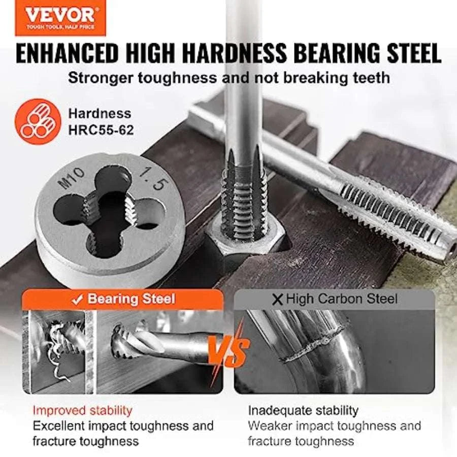 110-Piece Tap and Die Set M2–M18 Bearing Steel Threading Kit-United States / Metric