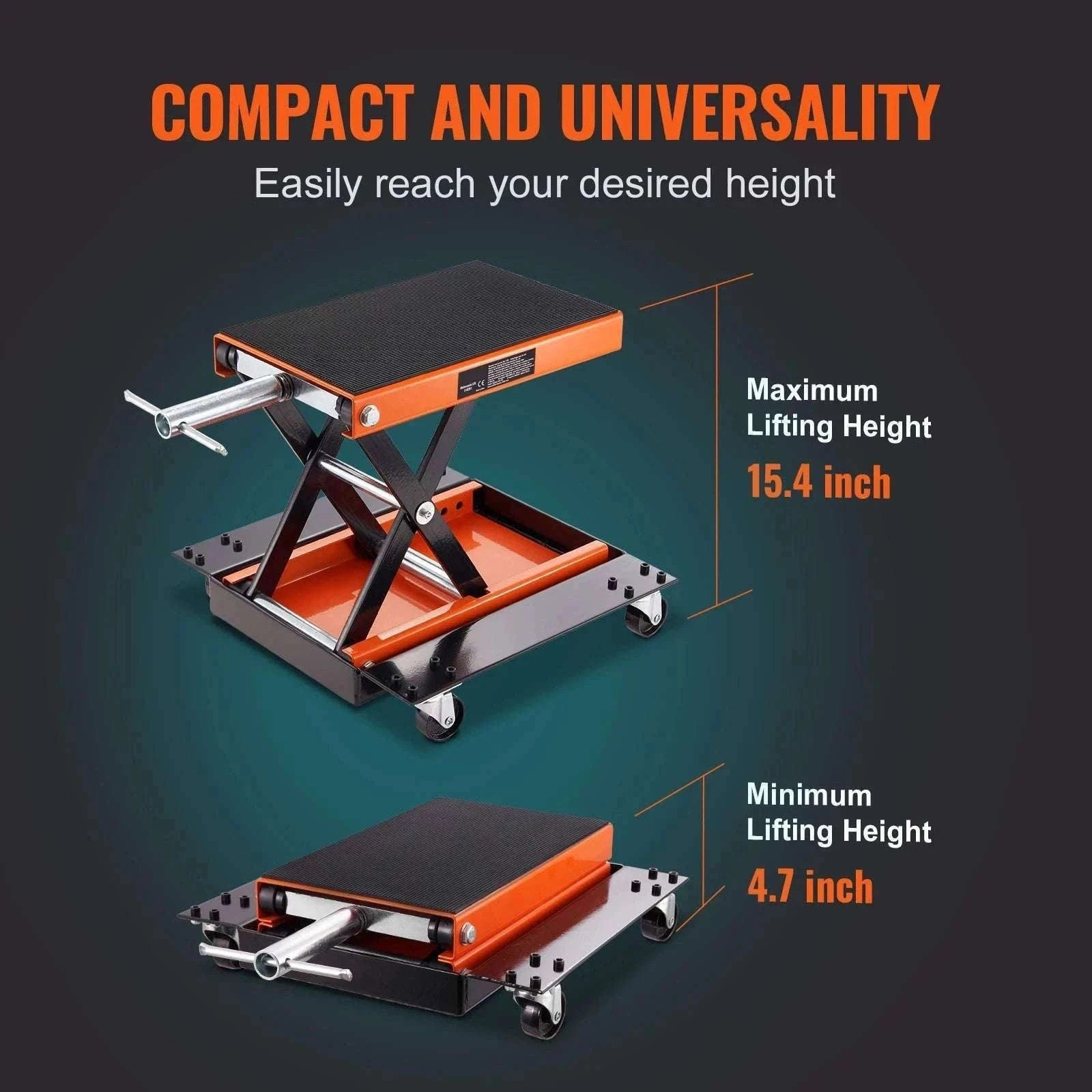 1100 lb Motorcycle Scissor Lift Jack with Dolly & Hand Crank-United States