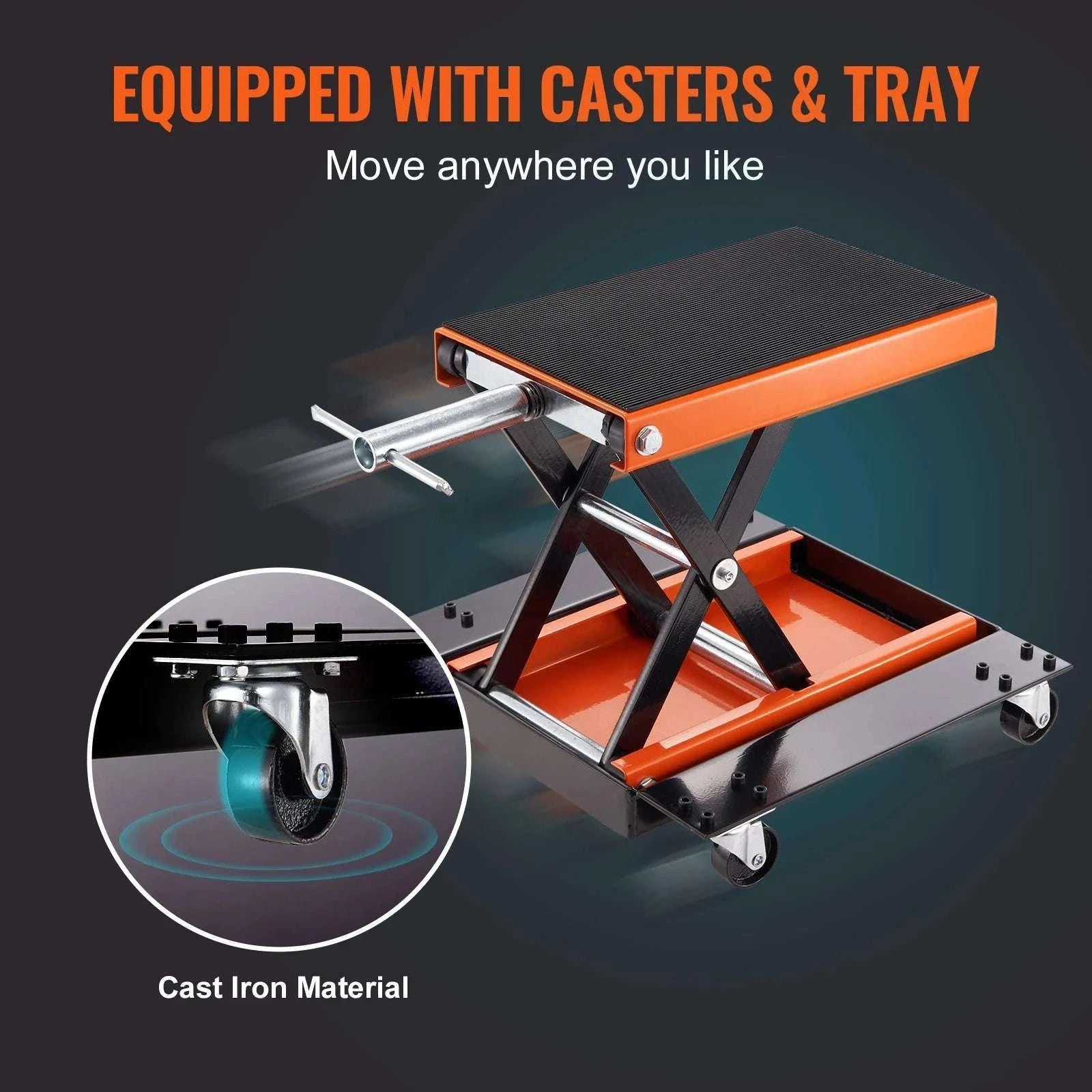 1100 lb Motorcycle Scissor Lift Jack with Dolly & Hand Crank-United States