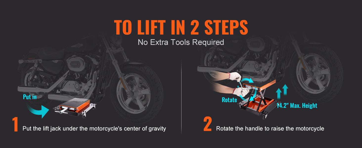 1100 lb Motorcycle Scissor Lift Jack with Dolly & Hand Crank-United States