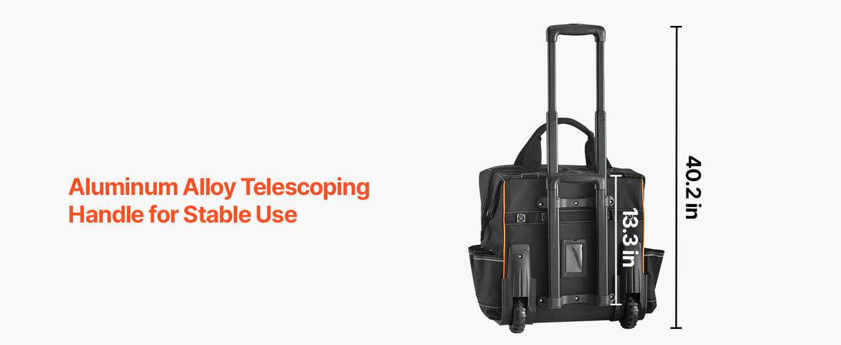 110L Rolling Tool Bag with Wheels, 25 Pockets & Telescoping Handle-18 in / United States