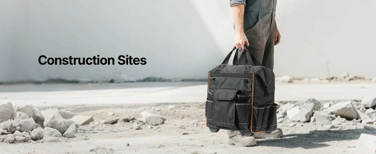 110L Rolling Tool Bag with Wheels, 25 Pockets & Telescoping Handle-18 in / United States