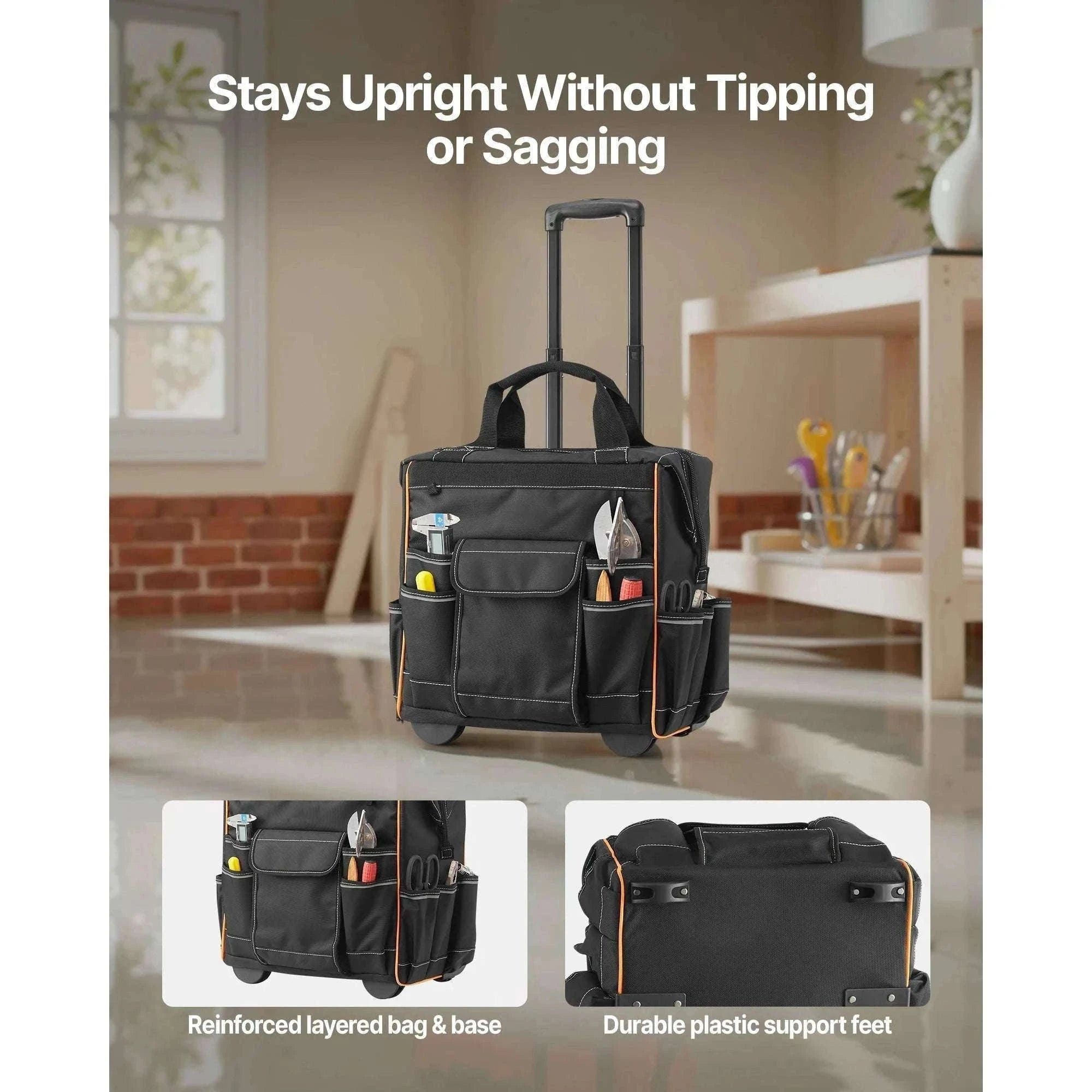 110L Rolling Tool Bag with Wheels, 25 Pockets & Telescoping Handle-18 in / United States