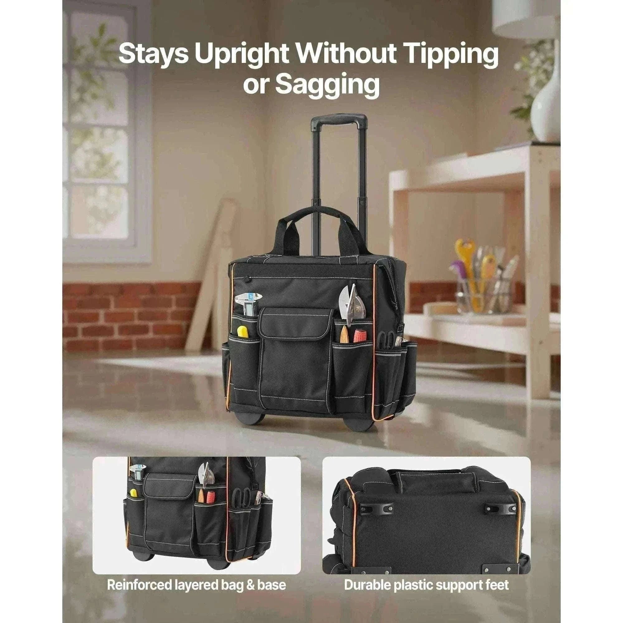 110L Rolling Tool Bag with Wheels, 25 Pockets & Telescoping Handle-18 in / United States