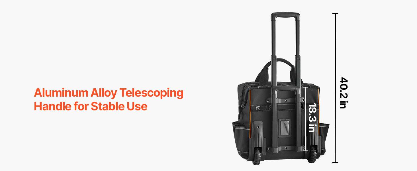 110L Rolling Tool Bag with Wheels, 25 Pockets & Telescoping Handle-18 in / United States