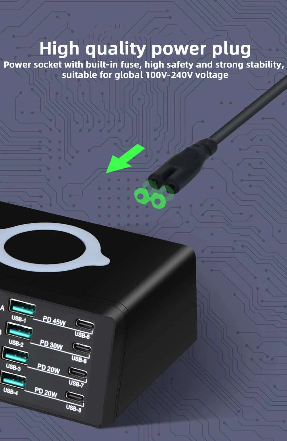 110W Multi-Port USB C Charger Station with PD & QC Fast Charge-EU Plug / 110W Charger Station