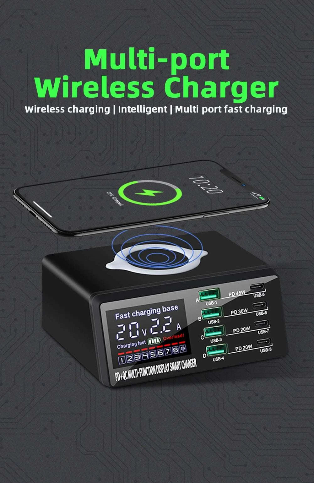 110W Multi-Port USB C Charger Station with PD & QC Fast Charge-EU Plug / 110W Charger Station