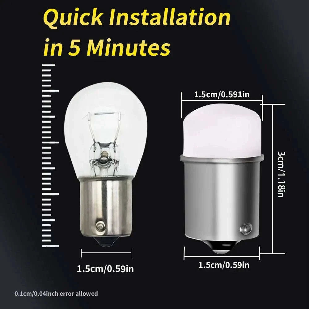 1157 1156 LED Bulb 12V 9SMD White Amber-8PCS / Ba15s Yellow
