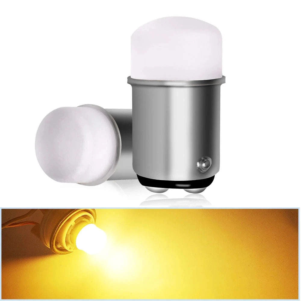 1157 1156 LED Bulb 12V 9SMD White Amber-8PCS / Ba15s Yellow